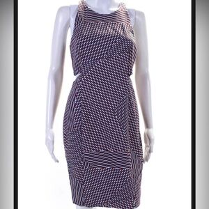 NWT 1. State Womens Back Zip Crew Neck Cut Out Striped Dress Multicolored Medium